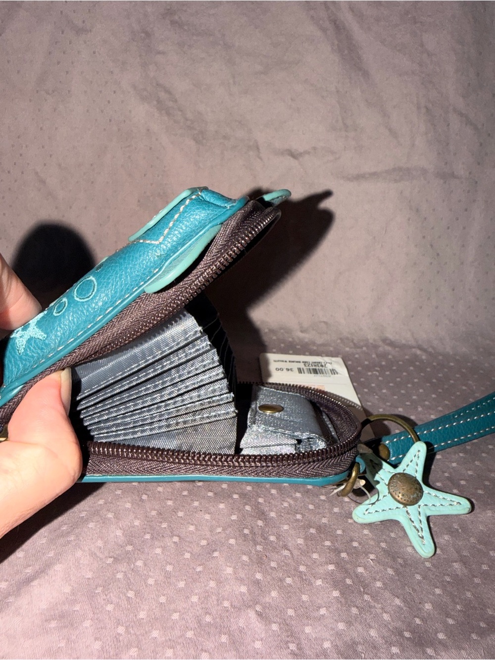 NWT Chala Sea Turtle RFID Cute-C Wallet Wristlet Teal Turquoise Card Holder - Picture 6 of 7